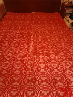 Handwoven wool blanket used, single, red, 2.18m x 1.56m