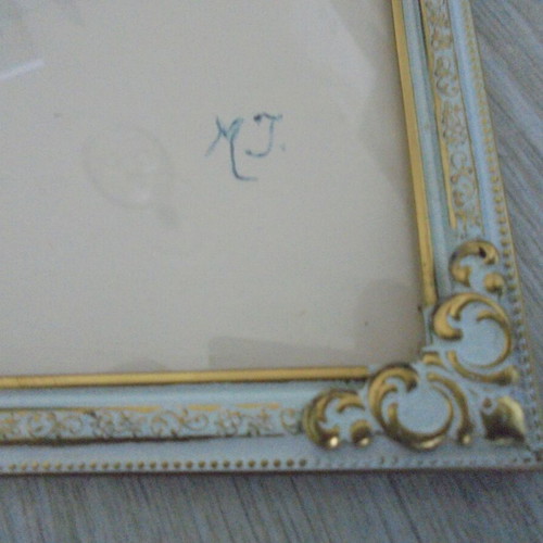 Vintage drawing with metal frame and glass used, signed