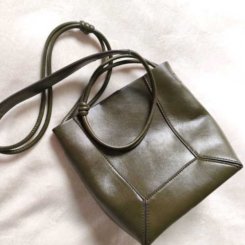 Mango Staford leather shoulder bag khaki new
