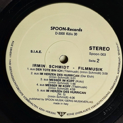 Irmin Schmidt Filmmusik vinyl used, jazz