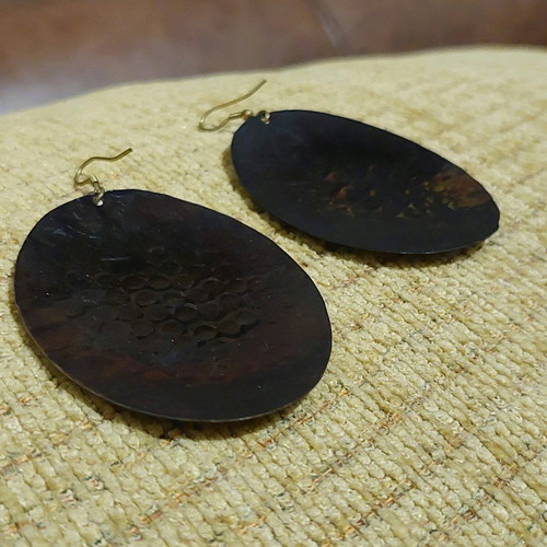 Vintage handmade earrings like new, brown and golden