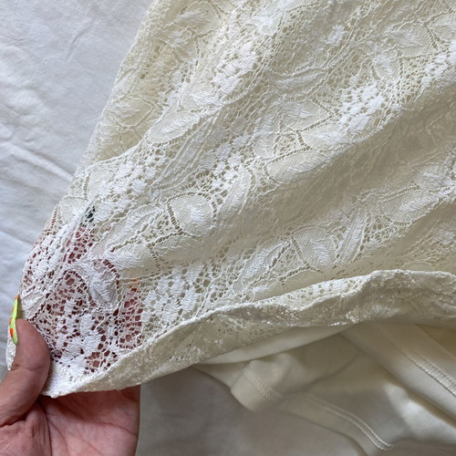 Cream dress with lace and inner lining, used, size L 40 12