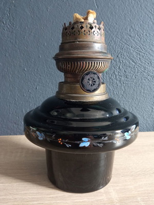 Vintage glass oil lamp used