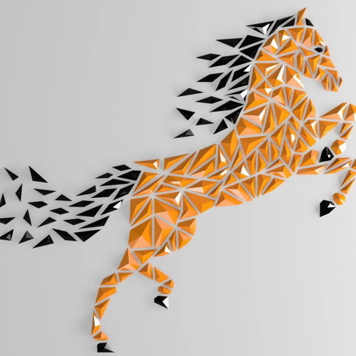 Wall decoration Geometric Horse new 3D art