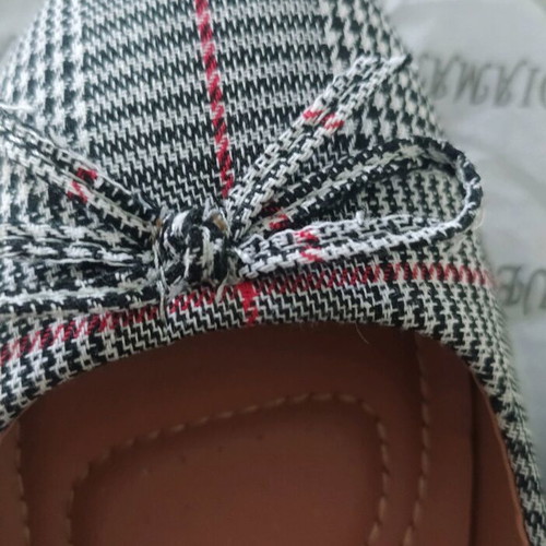 Diamantique women's flat shoes gray plaid, new, size 39