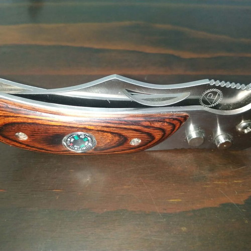 Μπρελόκ knife με πυξίδα καινούργιο, πτυσσόμενο από ανοξείδωτο ατσάλι