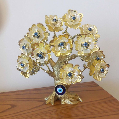 Decorative tree with blue eyes like new, height 27 cm