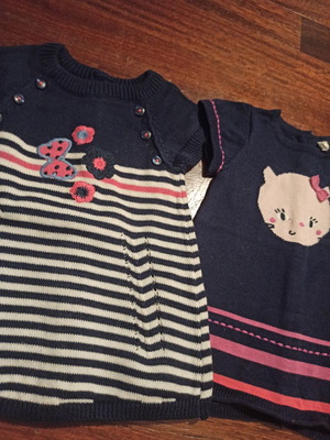 Βρεφικά σετ 2 πλεκτά φορέματα Orchestra σαν καινούργια για 1ο μήνα