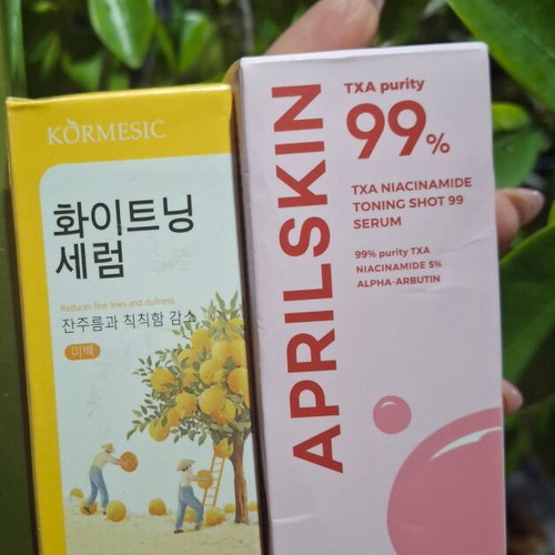 Korean skincare products new, Aprilskin and Kormesic face serums