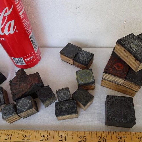 Printing plates used, set of 27, old French typography