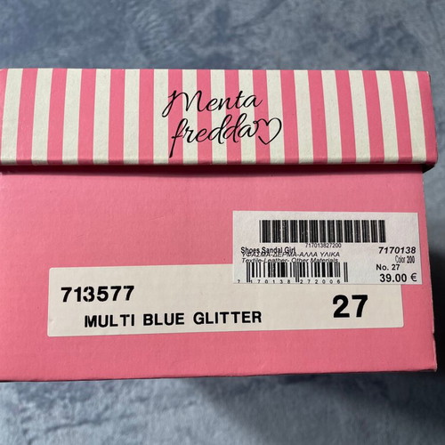 Children's leather sandals used No 27 blue glitter
