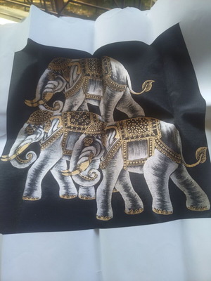 Decorative fabric with elephants like new, traditional Indian design
