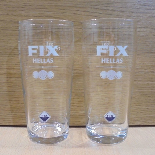 Fix Hellas beer set of 2 used promotional glasses 300ml