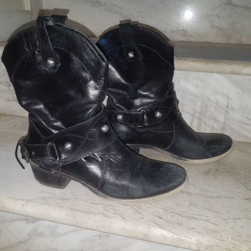 Leather boots used, black, size 36
