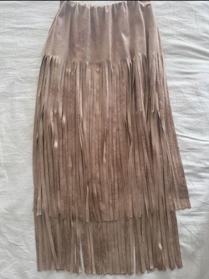 Fringe Skirt beige suede look, like new, fits S-M