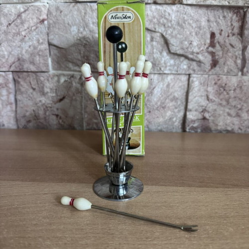 Vintage Bowling Cocktail Pick Set new