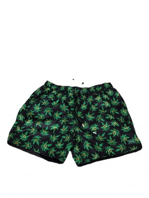 Men's swim shorts new, cannabis design, size XXL, black and green