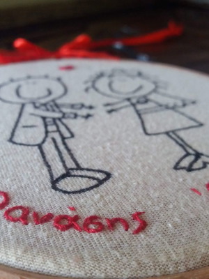 Handmade embroidered decoration for couples new