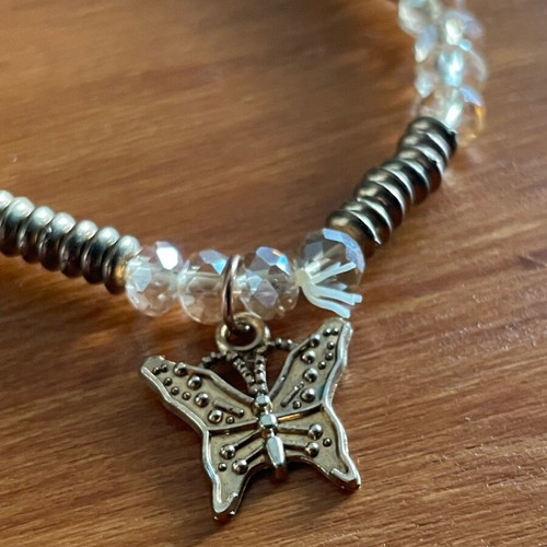 Zara women's beaded bracelet like new with butterfly charm