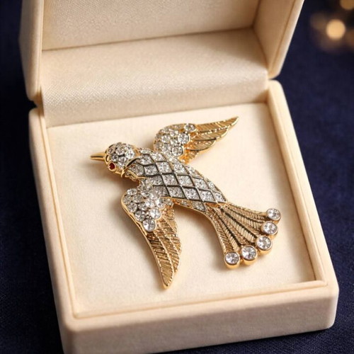 Vintage Attwood Collection bird brooch used 24K gold plated