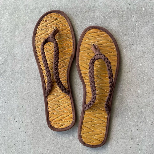 H&M sandals new with straw sole and braided brown straps size 40