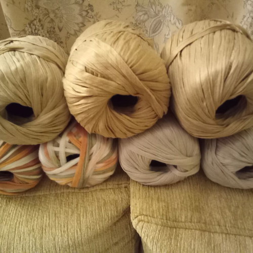 Cotton Raffia Yarn for Bag Knitting, 7 Pieces, New
