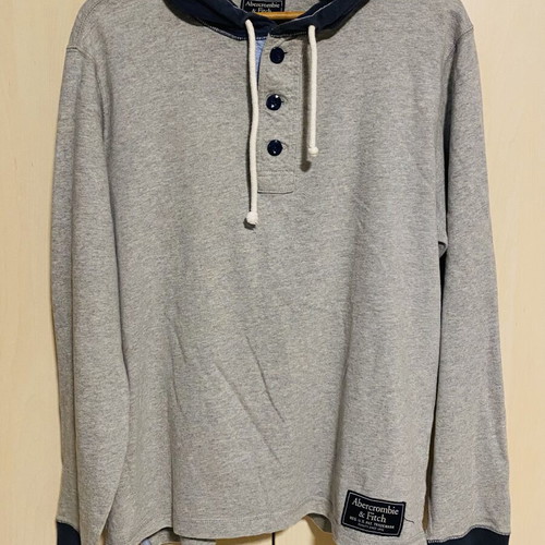 Abercrombie & Fitch hoodie like new, cotton, gray and blue, size L