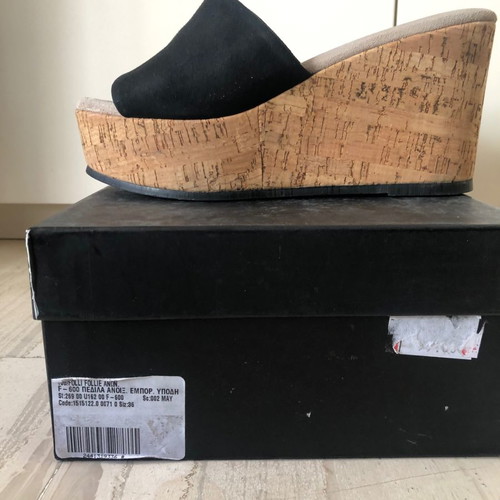Kalogirou mules black suede used, size 36