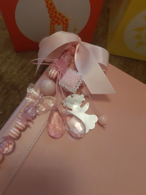 Leather pink photo album with charms new