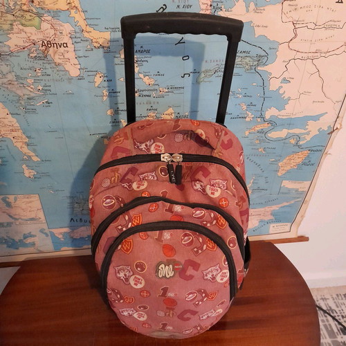 School backpack with wheels used
