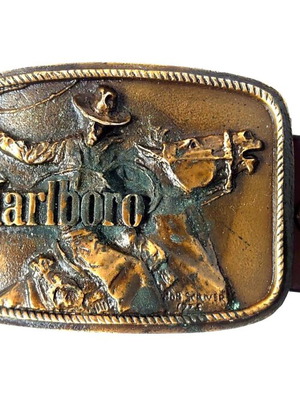 Συλλεκτική δερμάτινη ζώνη Marlboro vintage 1975 καφέ, καινούργια