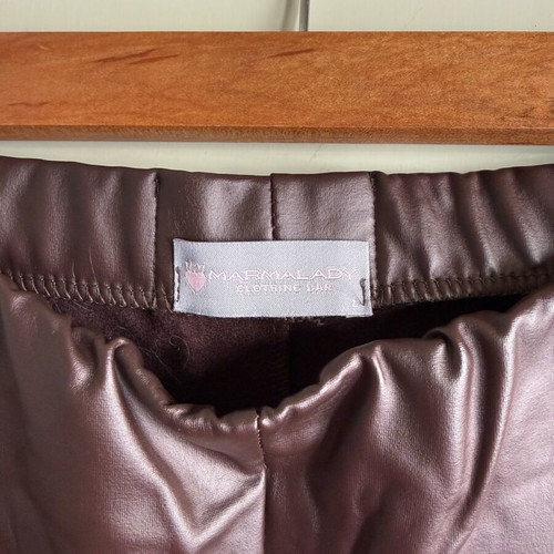 Marmalady flare faux leather pants brown new, size L