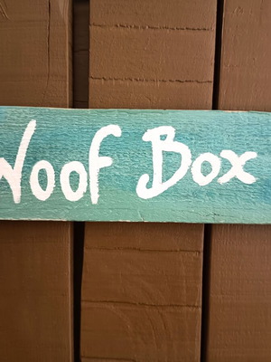 Handmade dog storage box with kibble bin and hidden compartment, like new