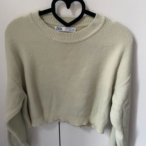 Crop top sweater Zara used, soft fabric, small, beige-yellow