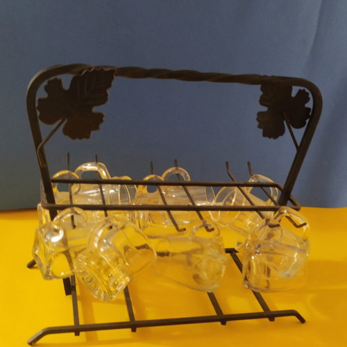 Ouzo glass set like new with 11 glasses and stand