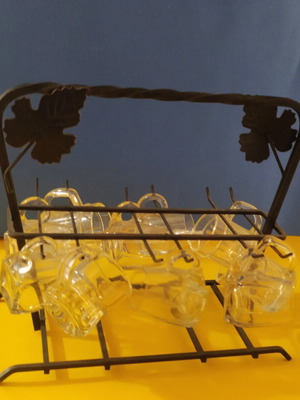 Ouzo glass set like new with 11 glasses and stand