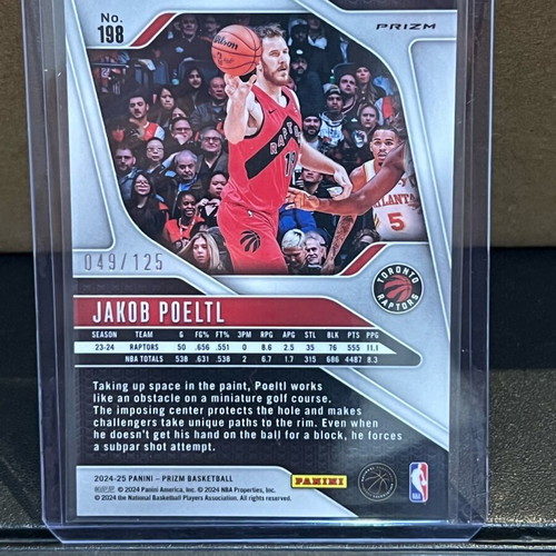 2024-25 Panini Prizm Blue wave Jakob Poeltl Toronto Raptors card like new #198 49/125