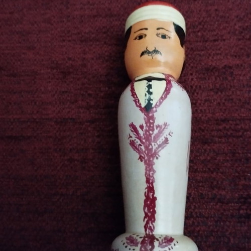 Decorative wooden dolls used, vintage hand-painted pair from Egypt