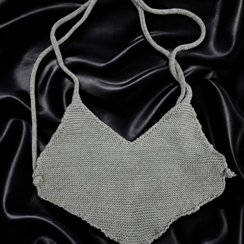 Handmade knitted top, grey, size M