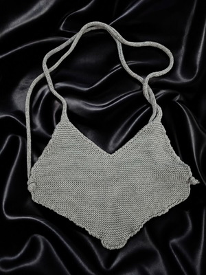 Handmade knitted top, grey, size M
