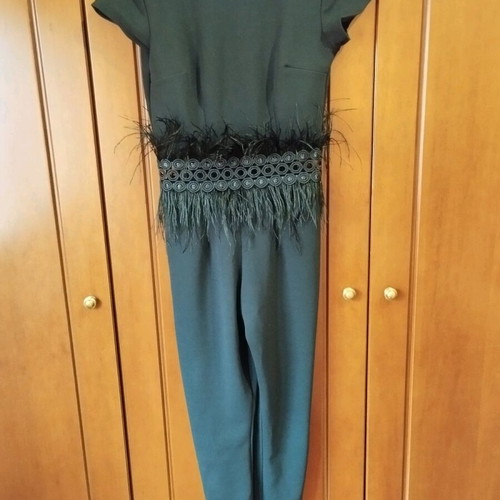 Brigitte boutique jumpsuit with feathers like new, black, size S