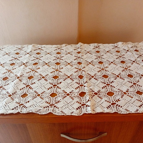 Crochet handmade set of 3 white table linens new