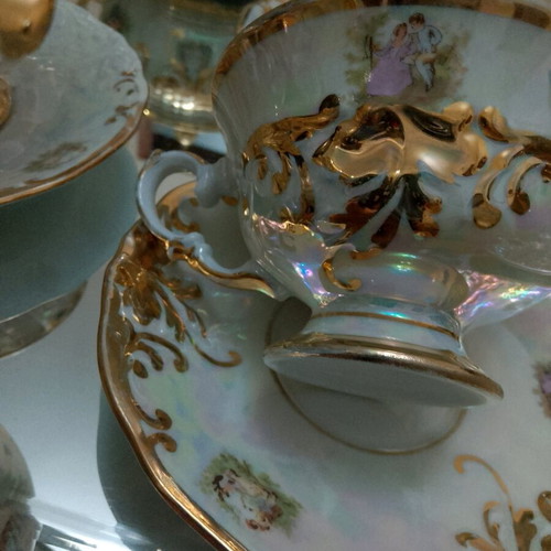 Vintage Wałbrzych Polish porcelain set with gold details like new