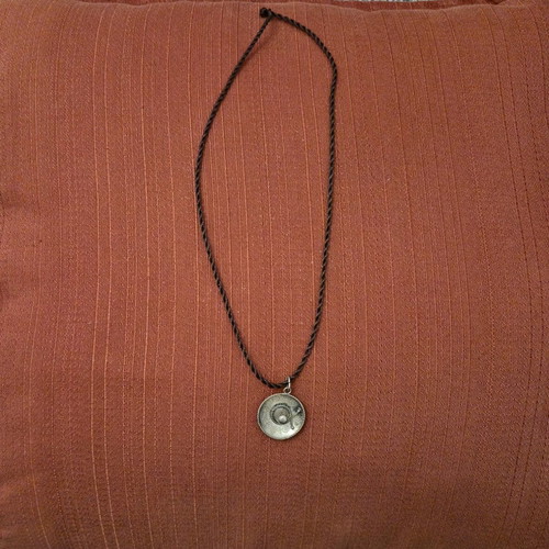 Silver 925 Sombrero pendant new with brown cord