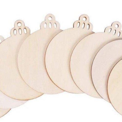 Wooden Christmas balls 9x7.3cm laser-cut set of 5