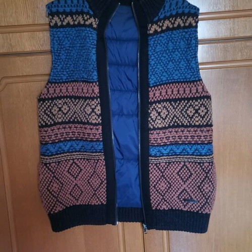 Tailor Made sleeveless sweater used, blue and brown, size L