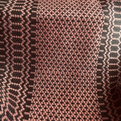 Handwoven wool runner rug, burgundy, mosaic weave