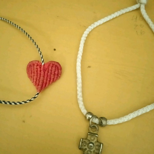 Amulets used, pack of 6 with martaki, cross, eye, heart, ladybug, rings