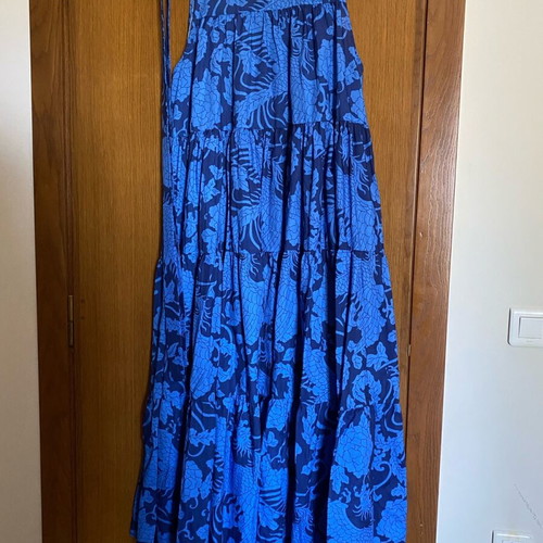 Karavan blue long dress with belt, like new, one size