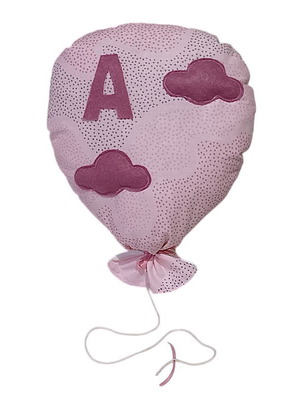 Decorative Hanging Balloon in Pink with 3D Clouds and Monogram